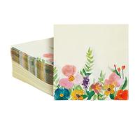 Lot de 100 serviettes de table vintage à fleurs pour décoration de fête prénuptiale, goûter et déjeuner (2 plis, 16,5 cm)