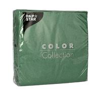Lot de 100 serviettes en papier 1 pli pliage 1/4 33 cm x 33 cm vert foncé