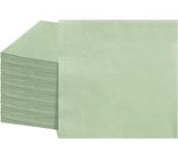 Lot de 100 serviettes en papier pour mariage, dîner, anniversaire, vert sauge, 25 x 25 cm, vert