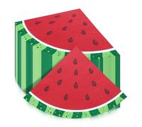 Lot de 100 serviettes jetables en forme de tranches de pastèque, serviettes de pique-nique pour enfants, fête prénatale, été, fruits tropicaux, fournitures de fête, 33 x 33 cm