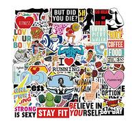 Lot de 100 Slogan Inspirants Fitness Autocollants, Mignons Gymnastique Autocollants pour Bouteille d'eau, Ordinateur Portable, Bumper, Vinyle Imperméable Coloré Stickers pour enfants, adolescents