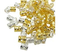 Lot de 100 spirales creuses dorées et argentées - Tendance - Tresses dreadlocks - Perles - Accessoires de bijoux pour tresses - Pour filles - Grand trou - Doré