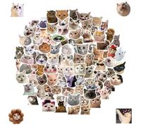 Lot de 100 Stickers, Autocollants Amusants en vinyle imperméable pour les amoureux des chats, bouteille d'eau, scrapbooking, téléphone, cadeau pour adultes, enfants, adolescents (Forme de Chat)