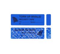 Lot de 100 Stickers de sécurité inviolables 1"x3" Marked on tape 100pcs Blue bleu