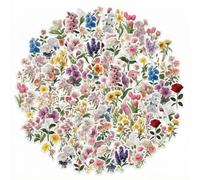 Lot de 100 Stickers Fleurs, Autocollant Fleur, PET Waterproof | Stickers Scrapbooking pour Bricolage, Décoration, Agenda, Carnet, Boîtes de Rangement, Cadeaux
