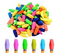 Lot de 100 stylos à crayons en forme de Wedge-Shaped Pencil Eraser Caps | Colorful Erasers for Pencils, Perfect Back-to-School Stationery Supplies, Classroom Rewards, Party Gift Packs, Available in