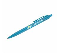 Lot de 100 stylos personnalisés avec logo et texte Stylos à bille publicitaires en couleur Impression UV haute qualité Idéal pour entreprises, événements, mariages et cadeaux Bleu Clair