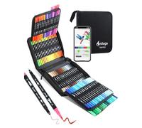 Lot de 100 stylos pinceaux numérotés à double pointe avec application gratuite, stylos extra fins et pointe pinceau pour adultes, marqueurs de coloriage pour livre de coloriage, journal intime, prise