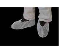 Lot de 100 Surchaussures blanche jetables solide 40 g/m2 pour grande taille et chaussure de sécurité antidérapante Couvre chaussures, chausson jetables gaufrées Couleur blanc qualité médicale