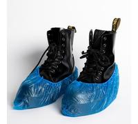 Lot de 100 Surchaussures Jetables Imperméables - Résistantes, Antidérapantes et Anti-Déchirure - Couvre-Chaussures en Polyéthylène (CPE) Bleu - Taille Unique