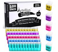 Lot de 100 taille-crayons manuels à double trou avec couvercle - Taille-crayon scolaire pour l'école, le bureau, la maison. Taille-crayon portable