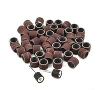 Lot de 100 tambours de ponçage grain 80 1/2" de diamètre avec 2 mandrins pour Dremel Compatible avec outils rotatifs pour la finition du métal et du bois