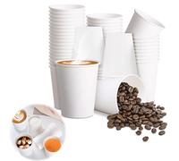 Lot de 100 tasses à café jetables de 355 ml, sans fuite, de qualité alimentaire, tasses à café en papier blanc de 355 ml, gobelets en papier blanc pour boissons froides et chaudes
