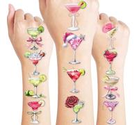 Lot de 100 tatouages temporaires Martini - Décorations de fête d'anniversaire « A Tini Bit Older » pour femmes, filles et adultes, décoration de fête prénuptiale (vert rose)
