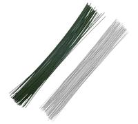 Lot de 100 tiges de fil pour bouquet de fleurs - Calibre 22 - Blanc et vert