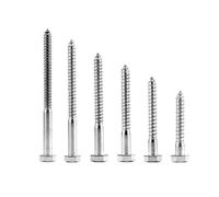 Lot de 100 tire-fonds à tête hexagonale en acier inoxydable 304, robustes, M6/M8, for supports TV, pont, réparation de bateaux, grands tire-fonds(45mm,M6)