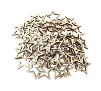 Lot de 100 tranches de bois naturel marron brut 1 cm en forme d'étoile creuse pour décoration de mariage
