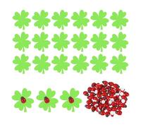 Lot de 100 trèfles en feutre et 100 coccinelles en bois - Les autocollants trèfle porte-bonheur et coccinelle peuvent être utilisés pour l'artisanat, le bricolage ou les cadeaux décoratifs (uni)