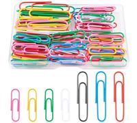 Lot de 100 trombones colorés Caianwin de 33 mm de taille moyenne et de 50 mm de large, trombones en métal avec boîte pour papiers, bureau, école, maison