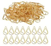Lot de 100 trombones en forme de goutte d'eau pour livre, mémo, papier, affiche, photo, 25 x 15 mm(or)