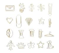 Lot de 100 trombones mignons mélangés, 20 types de trombones en forme de trombones d'école en métal galvanisé, petits clips de marque-page décoratifs pour bureau, école, bureau