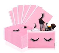 Lot de 100 trousses à cils, sacs cosmétiques avec petite fermeture éclair, pochettes de rangement vides pour maquillage pour femme, 15 x 11 cm, rose, One sine, Classique