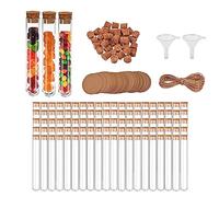 Lot de 100 tubes à essai avec bouchon en liège 15 x 100 mm (13 ml) - Pour cadeaux d'invités et table de laboratoire, avec étiquette en papier kraft et corde de chanvre, DIY Craft Candy Liquids Spices