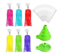 Lot de 100 tubes de congélation - Sacs jetables pour crème glacée avec entonnoir en silicone pour faire soi-même la crème glacée maison, yaourt, bonbons, friandises d'été, congélateur