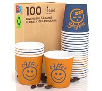 Lot de 100 verres en papier à café 65 ml DownUP Bleu Verres écologiques biodégradables jetables pour petites boissons chaudes