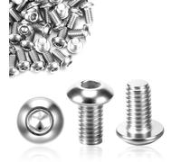 Lot de 100 vis à tête bombée M3 x 10 mm, en acier inoxydable, vis M3, vis à tête bombée avec six pans creux pour montage de meubles, raccords métalliques, projets de travail du bois