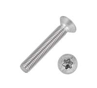 Lot de 100 vis à tête fraisée Torx M4 x 20 à six pans creux - Filetage complet ISO 14581 DIN 965 TX - Vis à tête fraisée en acier inoxydable M4 x 20 mm