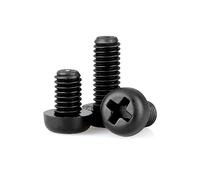 Lot de 100 vis à tête Pan cruciformes métriques M3 x 12 mm en nylon noir Phillips à tête ronde isolées
