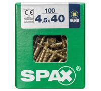 Lot de 100 vis acier t?te fraisée pozidriv SPAX, Diam.4.5 mm x L.40 mm