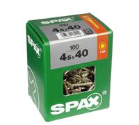 Lot de 100 vis acier t?te fraisée torx SPAX, Diam.4.5 mm x L.40 mm