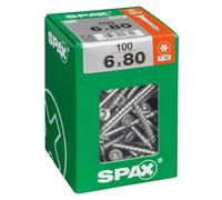 Spax Vis universelle, 6 x 80 mm, 100 unités, Filetage partiel, Tête fraisée, T-STAR plus T30, 4CUT, WIROX - 4191010600806