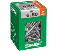 Spax International Vis SPAX Lot de 100 acier tête fraisée Torx Ø6×80 mm G