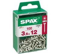 Lot de 100 vis acier tête ronde torx SPAX, Diam.3.5 mm x L.12 mm G