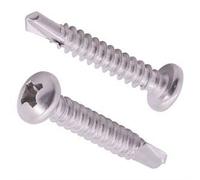 Lot de 100 vis auto-perceuses à tête cylindrique de 1,27 cm, en acier inoxydable 410, à tête cylindrique cruciforme avec filetage de vis taraudeuse