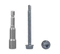 Lot de 100 vis autoforeuses DIN 7504K en acier zingué 4,8 x 50 mm Vis à tôle autoforeuse à tête hexagonale auto-taraudeuse (100, 4,8 x 50 mm)