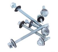 Lot de 100 vis autoperceuses à tête hexagonale en métal avec joint d'étanchéité EPDM pour feuilles ondulées et trapézoïdales (6,3 x 125 mm)