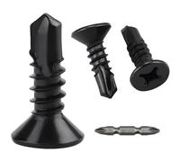 Lot de 100 vis autoperceuses cruciformes à tête plate en acier inoxydable 410 pour métal, revêtement noir, auto-taraudeuse, avec embout de tournevis cruciforme PH2 #6 x 1,9 cm