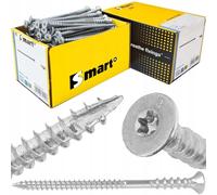 Lot de 100 vis d'ajustement de qualité supérieure - Vis d'écartement - T30 bleu galvanisé - Acier - Nervures de fraisage, pointe coupée, tête fraisée - Vis universelles pour bois, filetage à anneau et