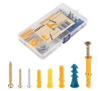 Lot de 100 vis de fixation pour tube d'expansion, chevilles murales, vis à maçonnerie en béton et chevilles murales de différentes tailles pour les installations de suspension et de maçonnerie.