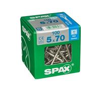 Spax Vis acier inoxydable, 5 x 70 mm, 100 unités, Filetage partiel, Tête fraisée, T-STAR plus T20, 4CUT, Acier inoxydable inoxydable A2 - 4197000500706