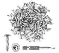 Lot de 100 vis Torx auto-taraudeuses en acier inoxydable 304 avec tournevis T20, tête fraisée M4 x 20 mm, vis à tête fraisée Torx pour meubles