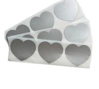 Lot de 1000 autocollants à gratter en forme de cœur doré/argenté pour messages secrets pour jeux de fête et projets créatifs à gratter (argent)