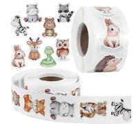Lot de 1000 autocollants animaux pour enfants - 2 rouleaux d'autocollants naturels mignons pour récompense des enseignants - Fournitures scolaires