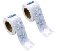 Lot de 1000 autocollants argentés de 2,5 cm - Étoiles scintillantes - Autocollants holographiques - Un rouleau pour salle de ccessoires pour enseignants