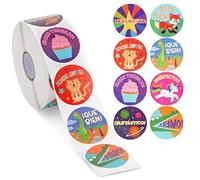 Lot de 1000 autocollants de motivation espagnols pour salle de utocollants de récompense en vrac pour enfants, enseignants (8 motifs assortis, 3,8 cm)