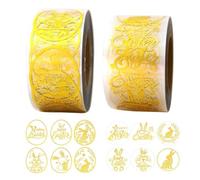 Lot de 1000 autocollants de Pâques dorés - 2,5 cm - Rouleau d'autocollants de lapin - 10 designs - Happy Easter - Pour cadeaux de fête de Pâques - Scrapbooking